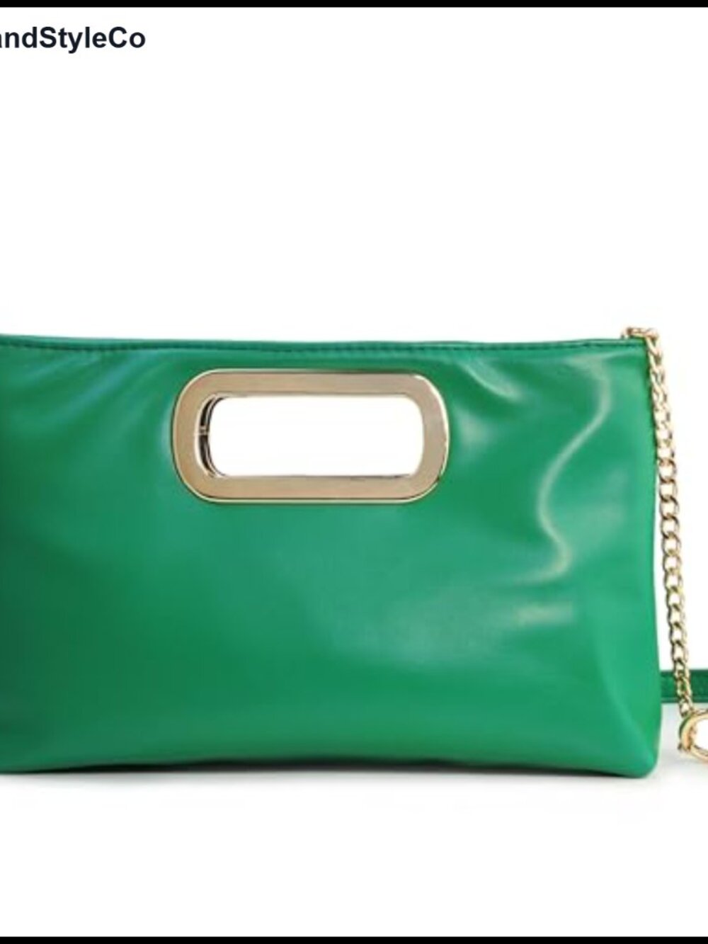 HOXIS Women's Faux Leather Cut Out Clutch with Gold Chain